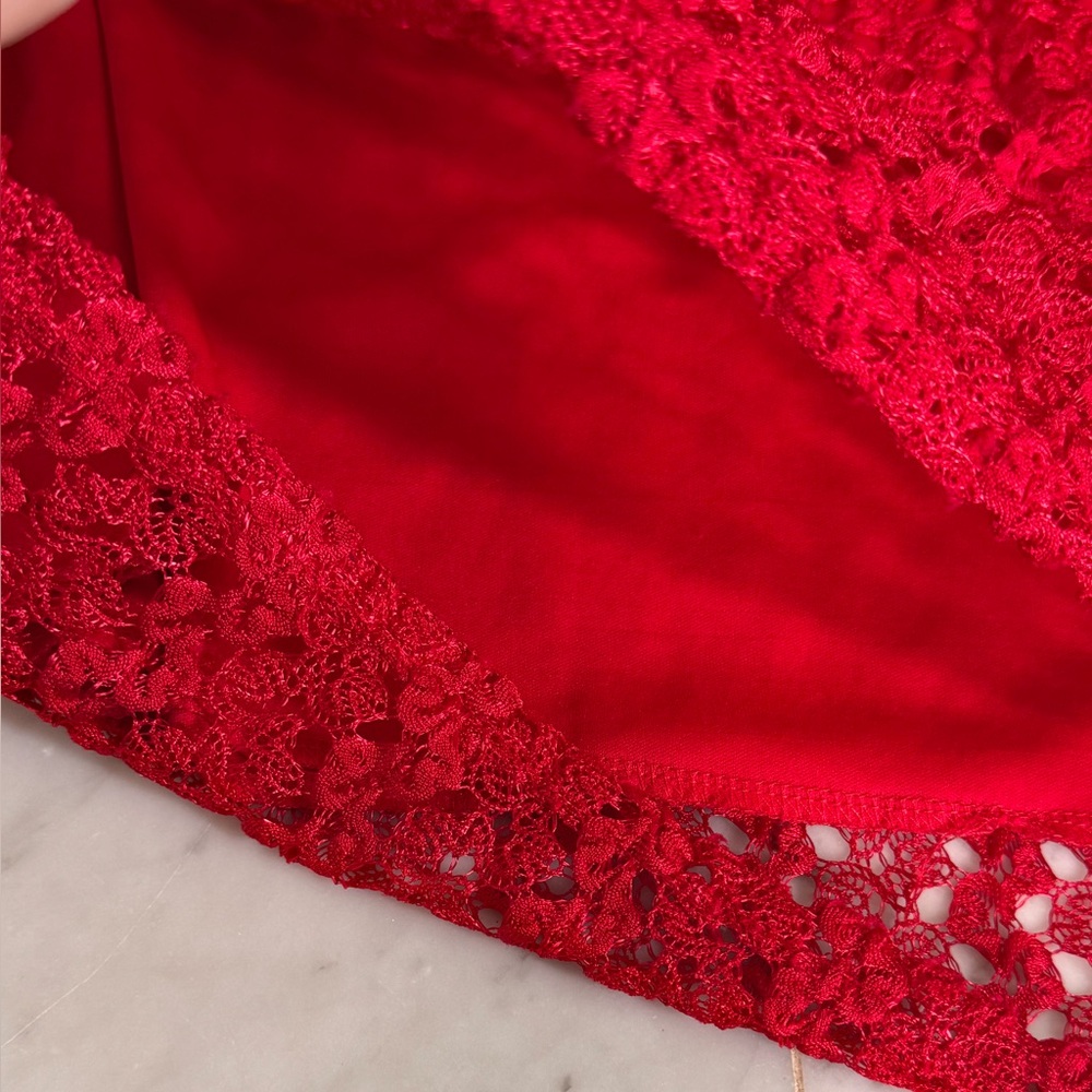 Lace Maxi Skirt Women’s XL Red Pull On Flowy Bold Romantic Goth Coquette Bold - Picture 3 of 12